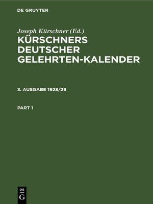 cover image of Kürschners Deutscher Gelehrten-Kalender. 3. Ausgabe 1928/29